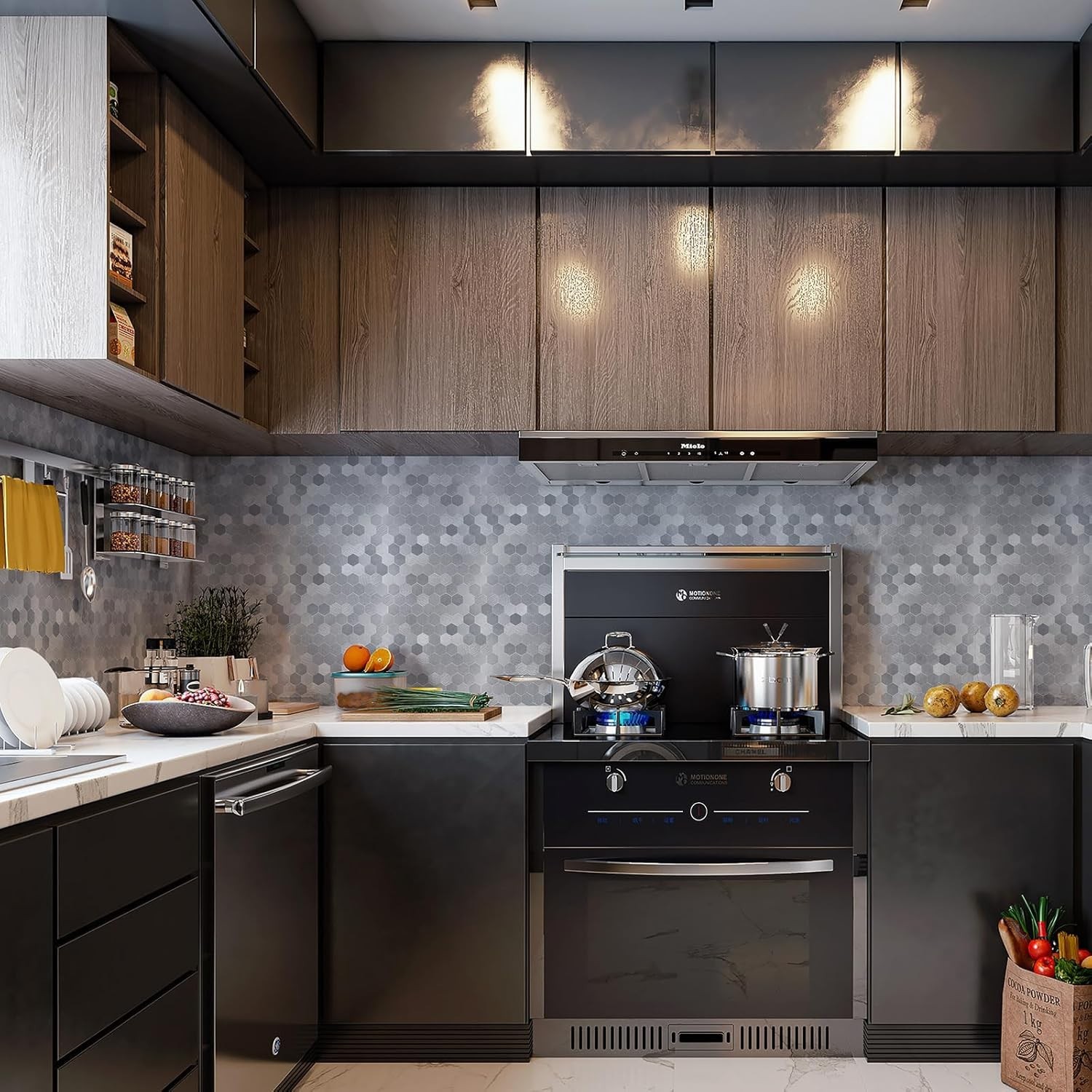 Hexagon Peel and Stick Metal Backsplash, 10-Sheet Peel and Stick Tiles Hexagon M