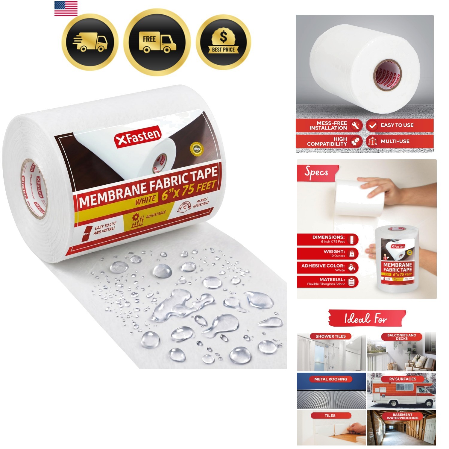 Waterproofing Membrane Sheet, 6” x 75 Ft Shower Waterproofing Membrane Tape f…