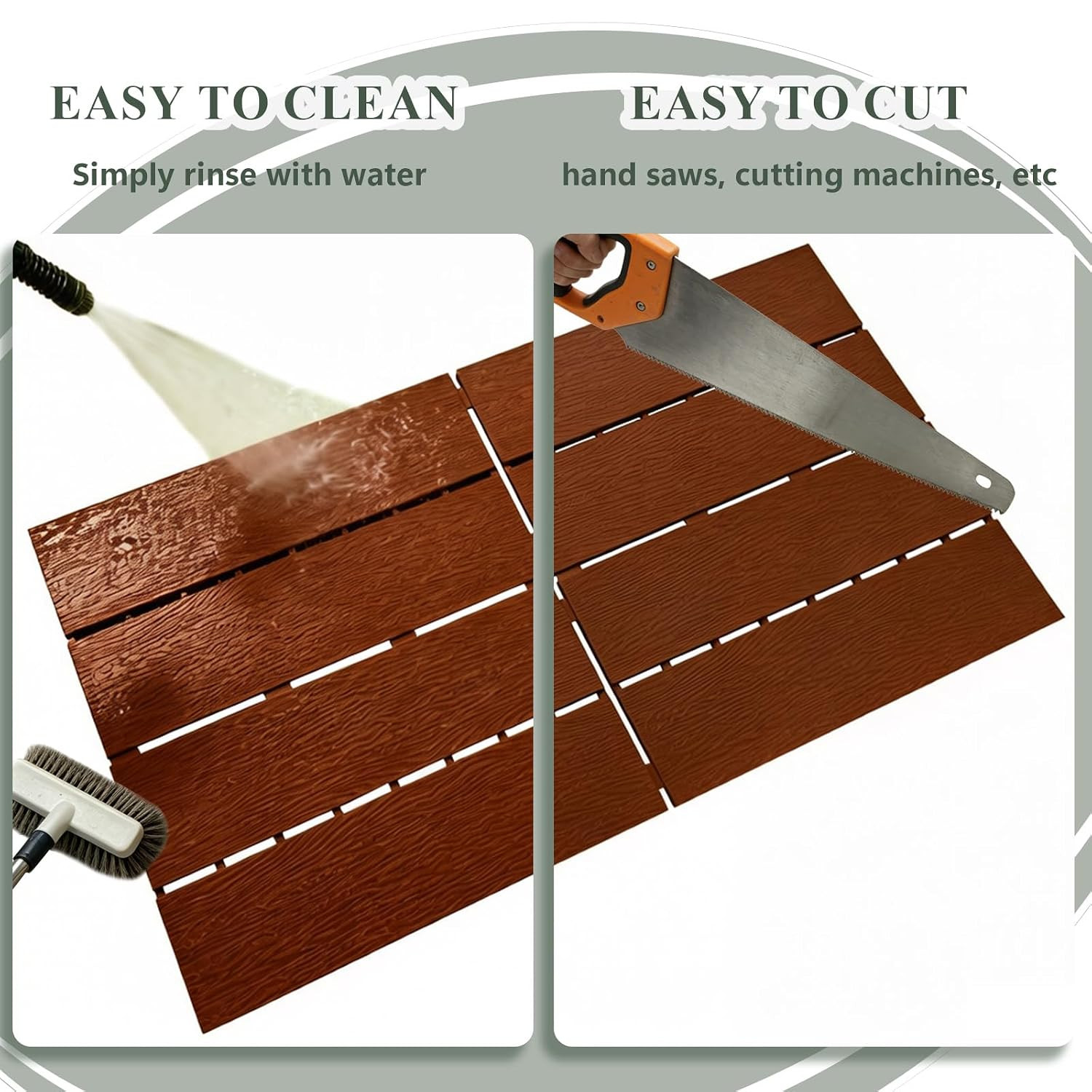 Plastic Interlocking Deck Tiles, Outdoor Patio Flooring 22 Sq Ft | Wood-Look Tex