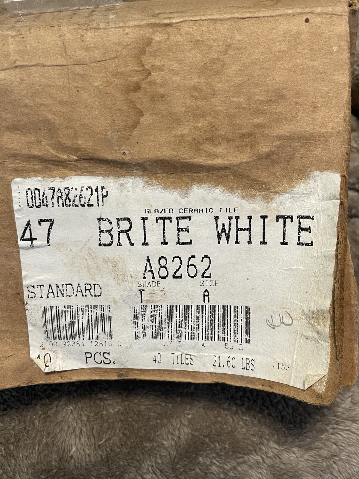 40pc Brite White V-Cap A8262 Ceramic Tile Counter Edging American Olean