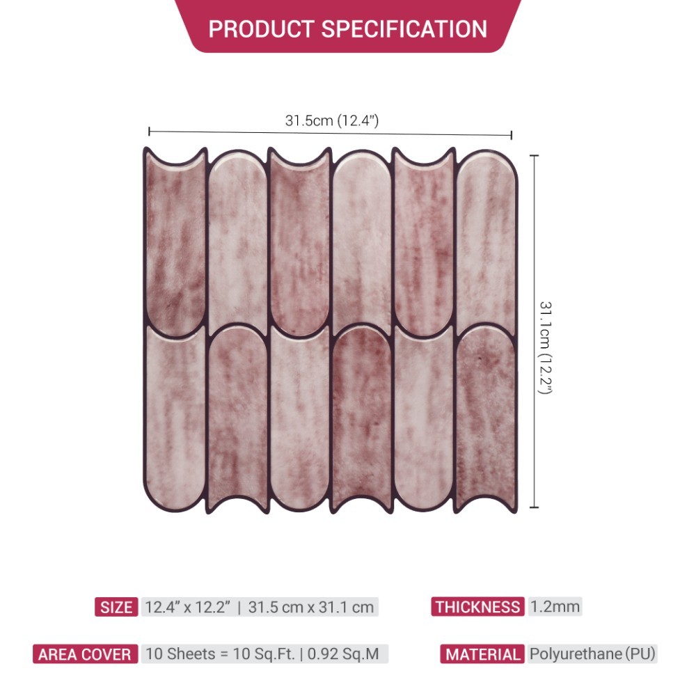 Mosaicowall Green Long Fish Scale peel and Stick Wall Tile For Kitchen-Style 60