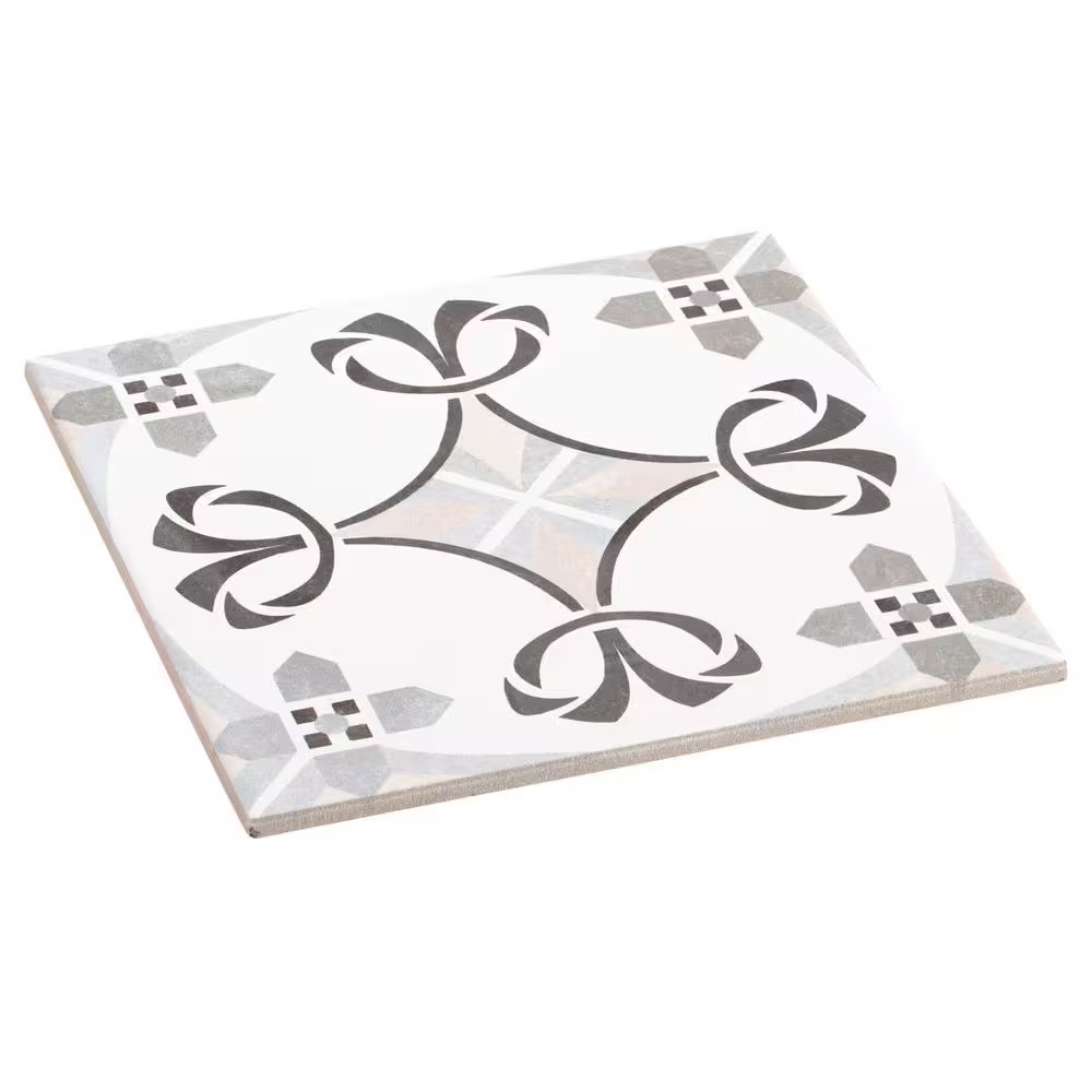 Istanelle Ankara Grey 8 In. Encaustic Patterned Matte Porcelain Wall and Floor T