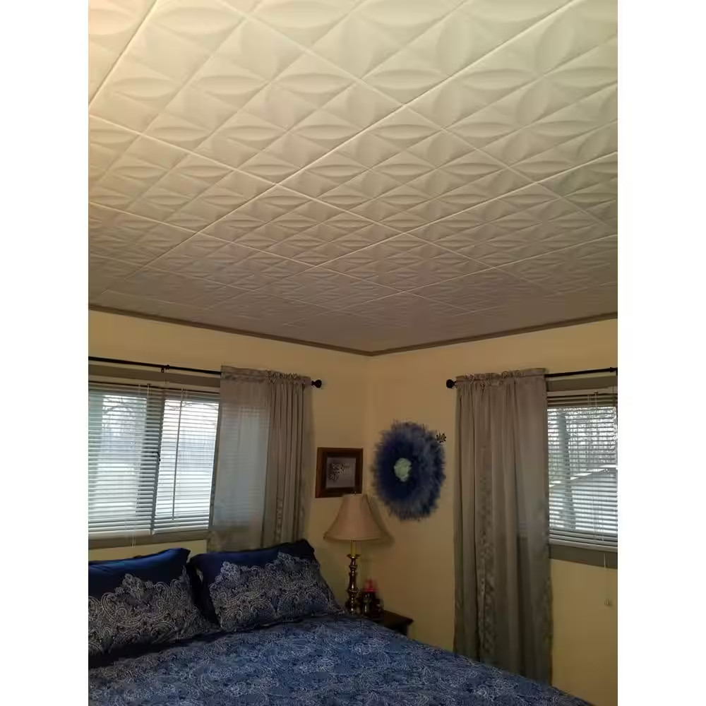 Perceptions 1.6 Ft. X 1.6 Ft. Glue up Foam Ceiling Tile in Plain White (21.6 Sq.