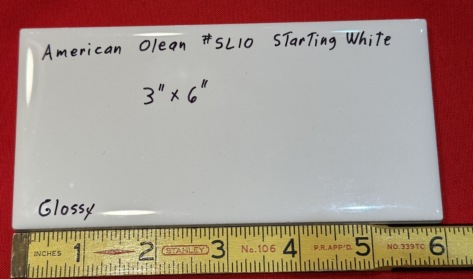 1 pc. Starting Line White: 3″ X 6″ Ceramic Tile by American Olean, #SL10, New