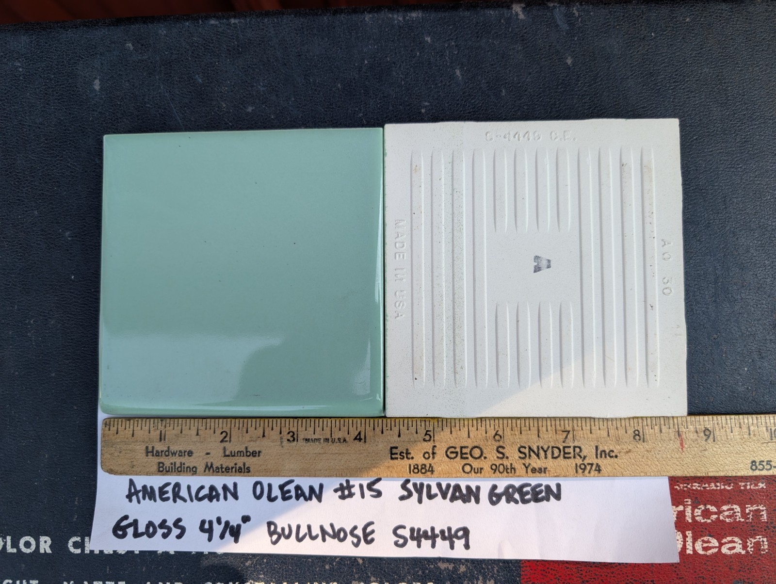 2 pieces 4-1/4″ Ceramic Tile BULLNOSE #15 Sylvan Green New American Olean Tile