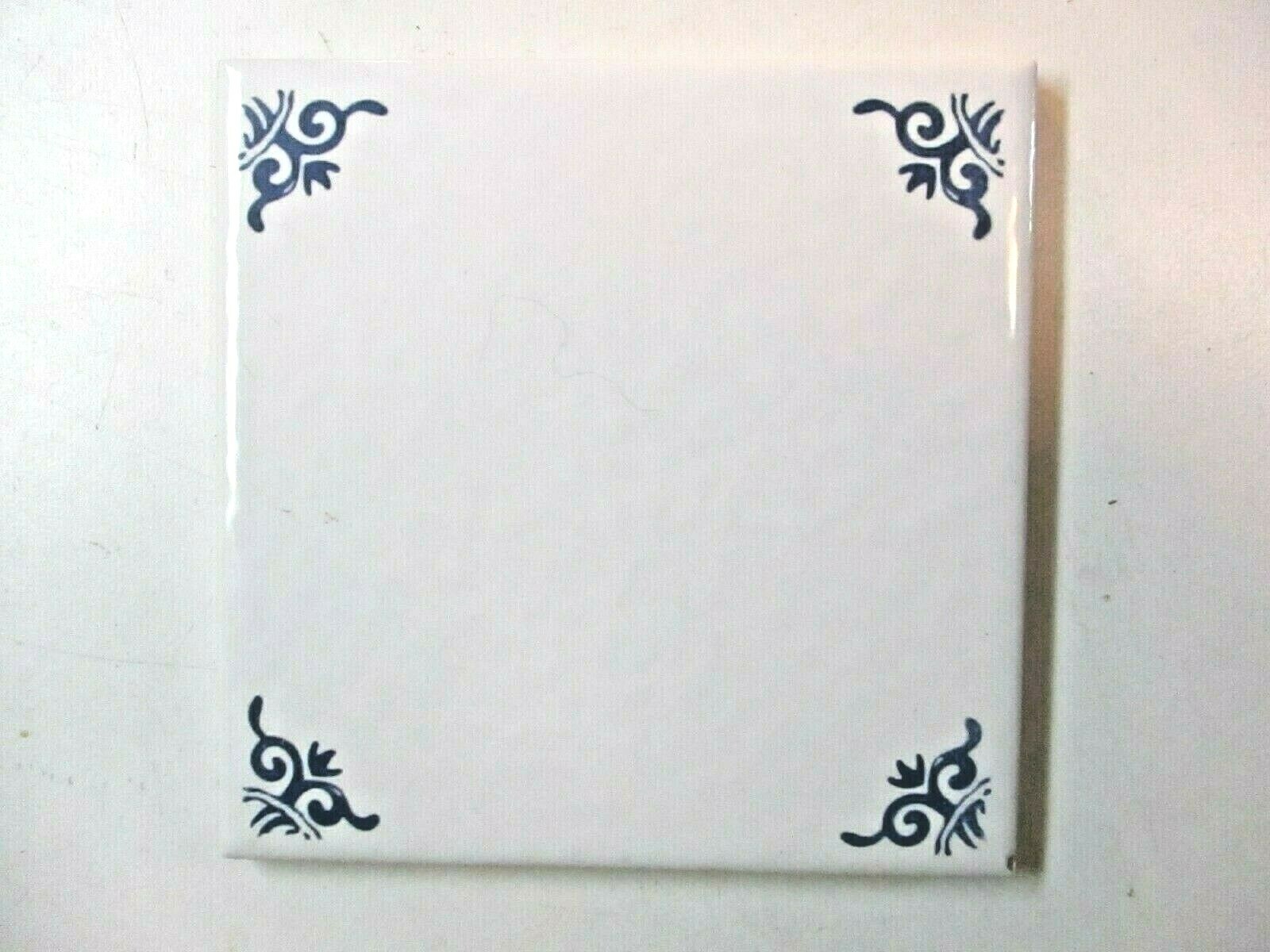 1 Wall Tile US Ceramic USA Delft Blue 4-1/4″ Sq Off White Gloss Dimpled Vtg 1993