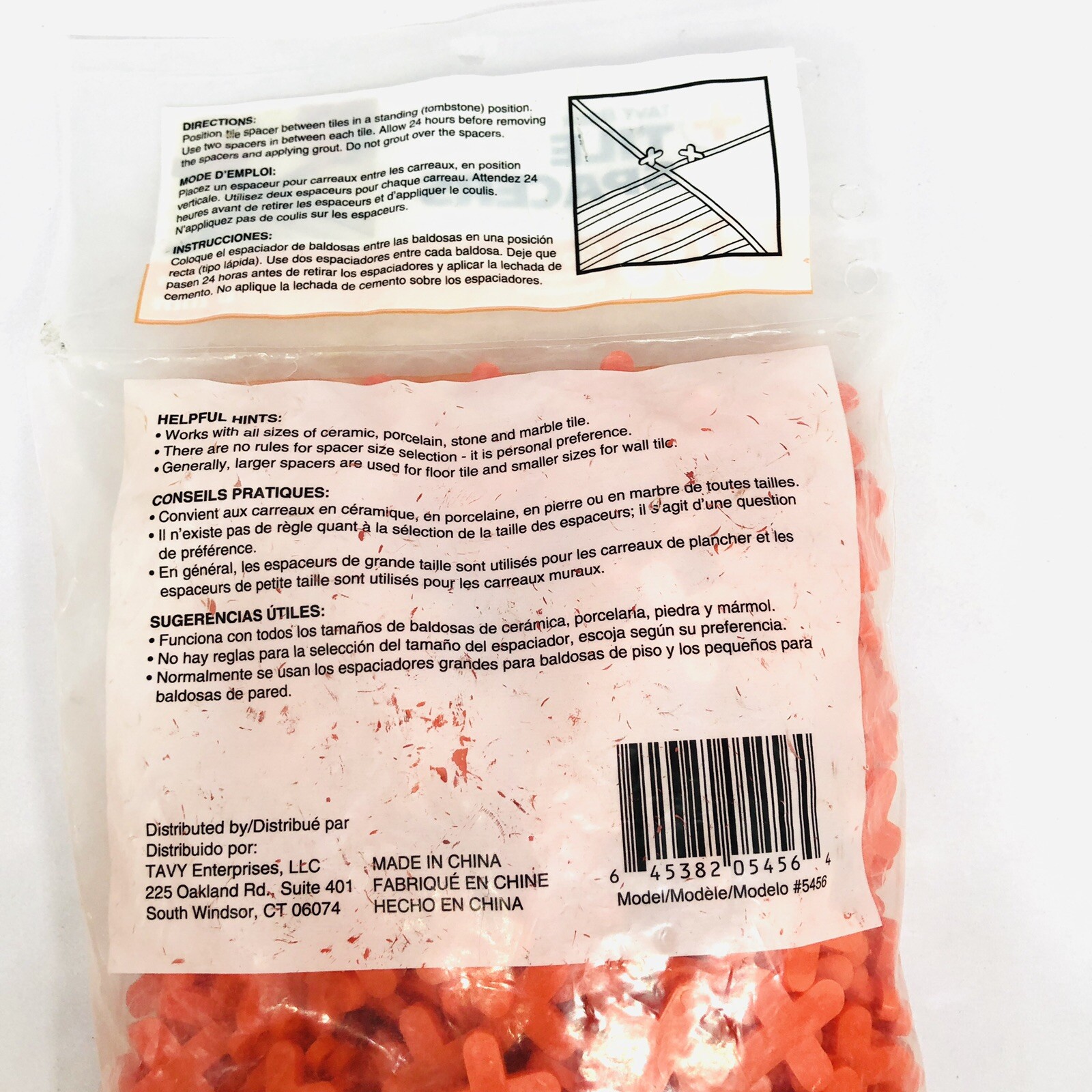 Tavy Basix Cross Tile Spacers, 1/4in- 6mm, 500 Pc. Pack Plastic Tiling Tool New