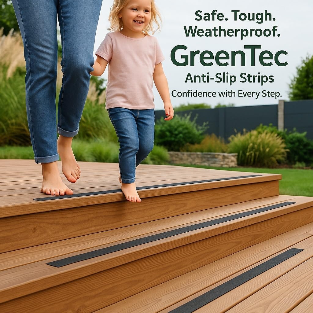 5 Pack 24″ x 2″ (600mm x 50mm) Non-Slip Decking Strips | Hard Wearing Polypro…