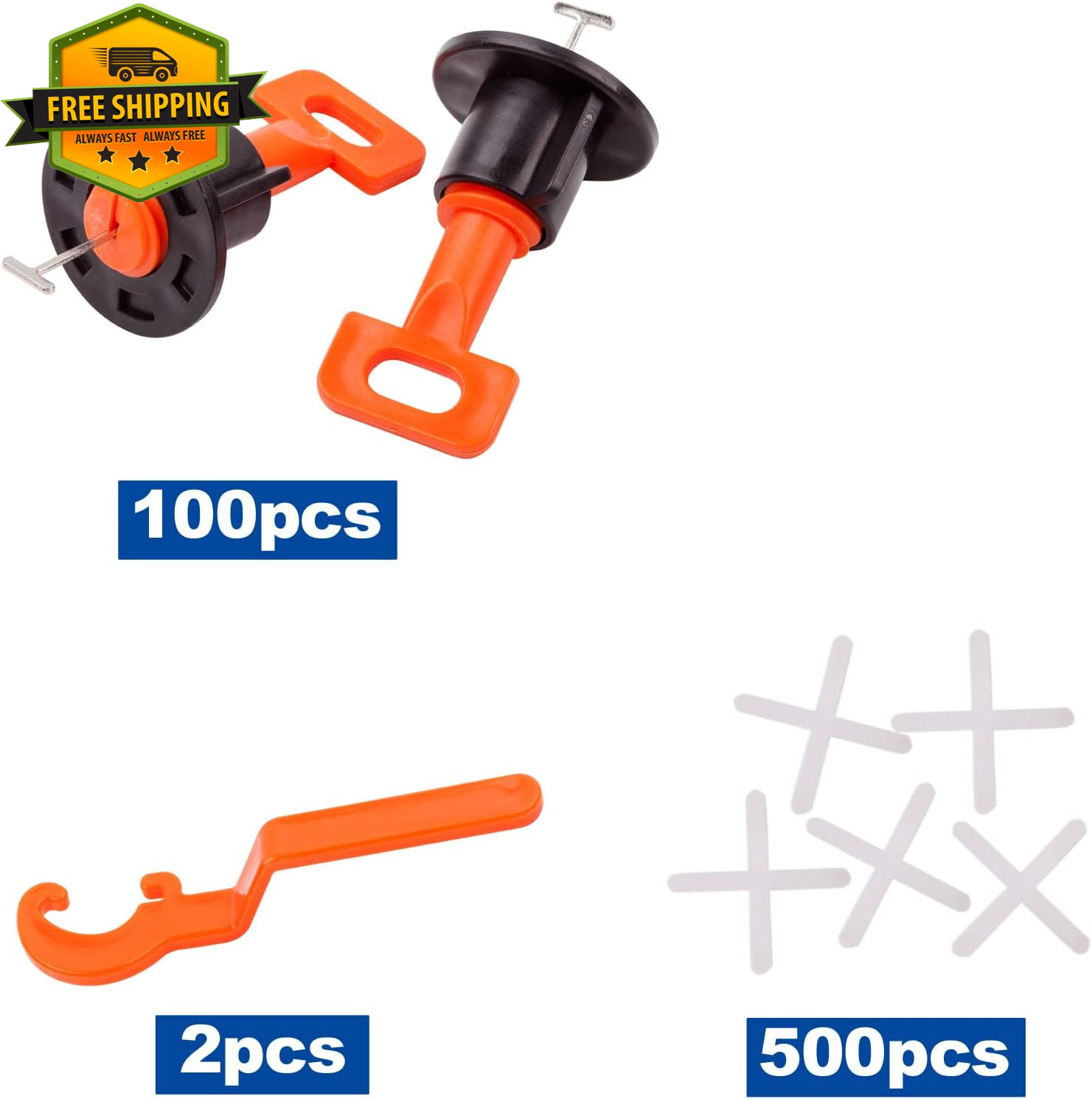 Tile Leveling System Kit 600PCS 2mm Tile Spacers Leveler Tools w/Wrenches