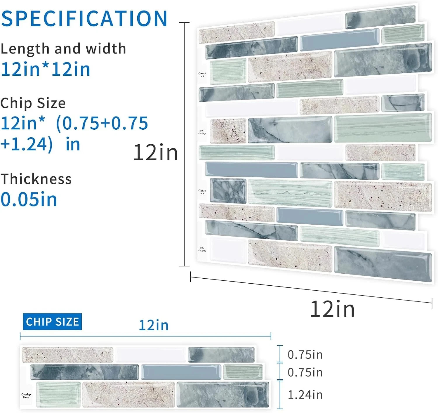 10 Sheet Peel and Stick Backsplash Tiles, 12 X 12 Inch Sage Green Self Adhesive