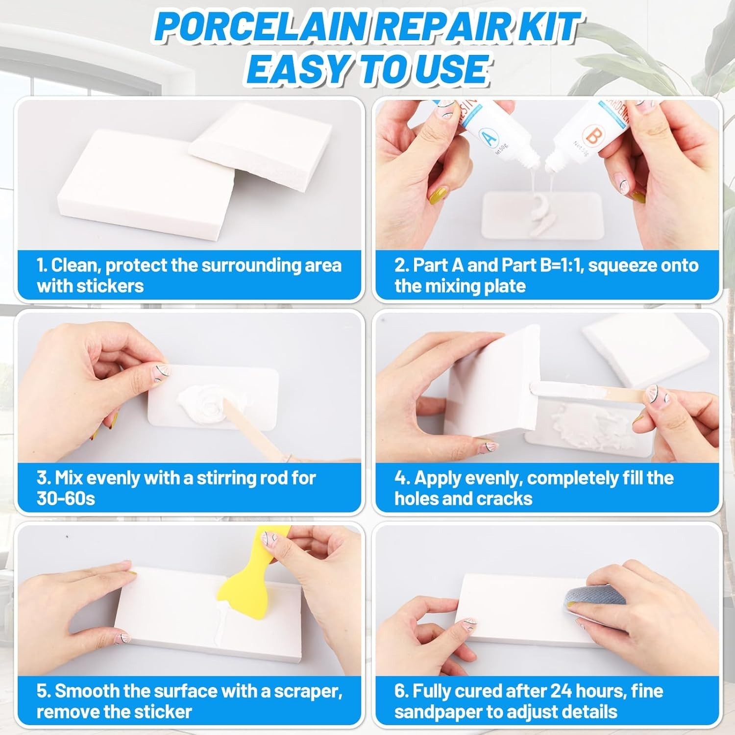 Bath Repair Kit White, Enamel, Porcelain, Acrylic, Fiberglass, Ceramic Sink, …
