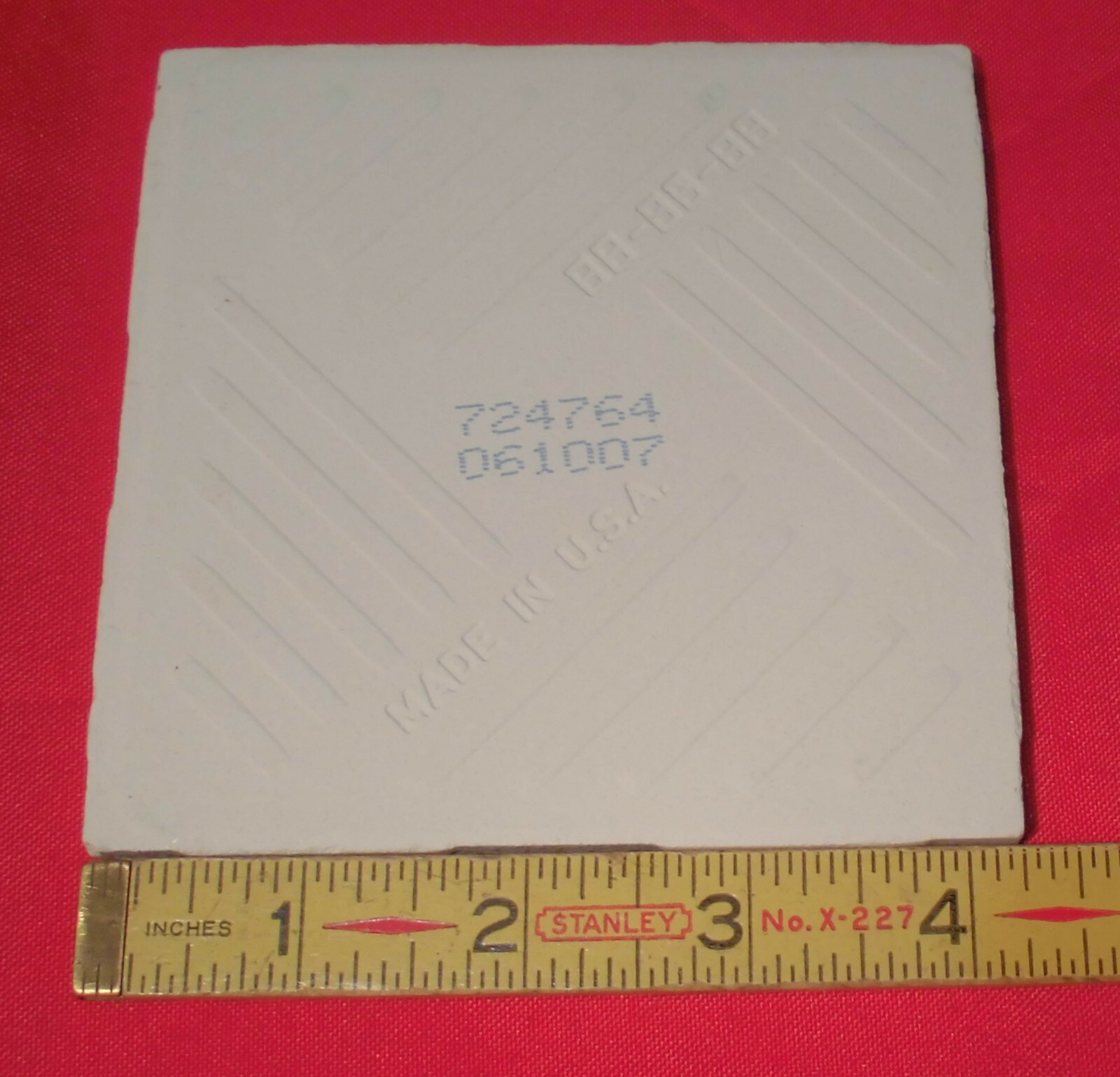 1 pc. Medium Blue 4-1/4″ Glossy Ceramic Tile; United States Tile Co. Made 1990’s
