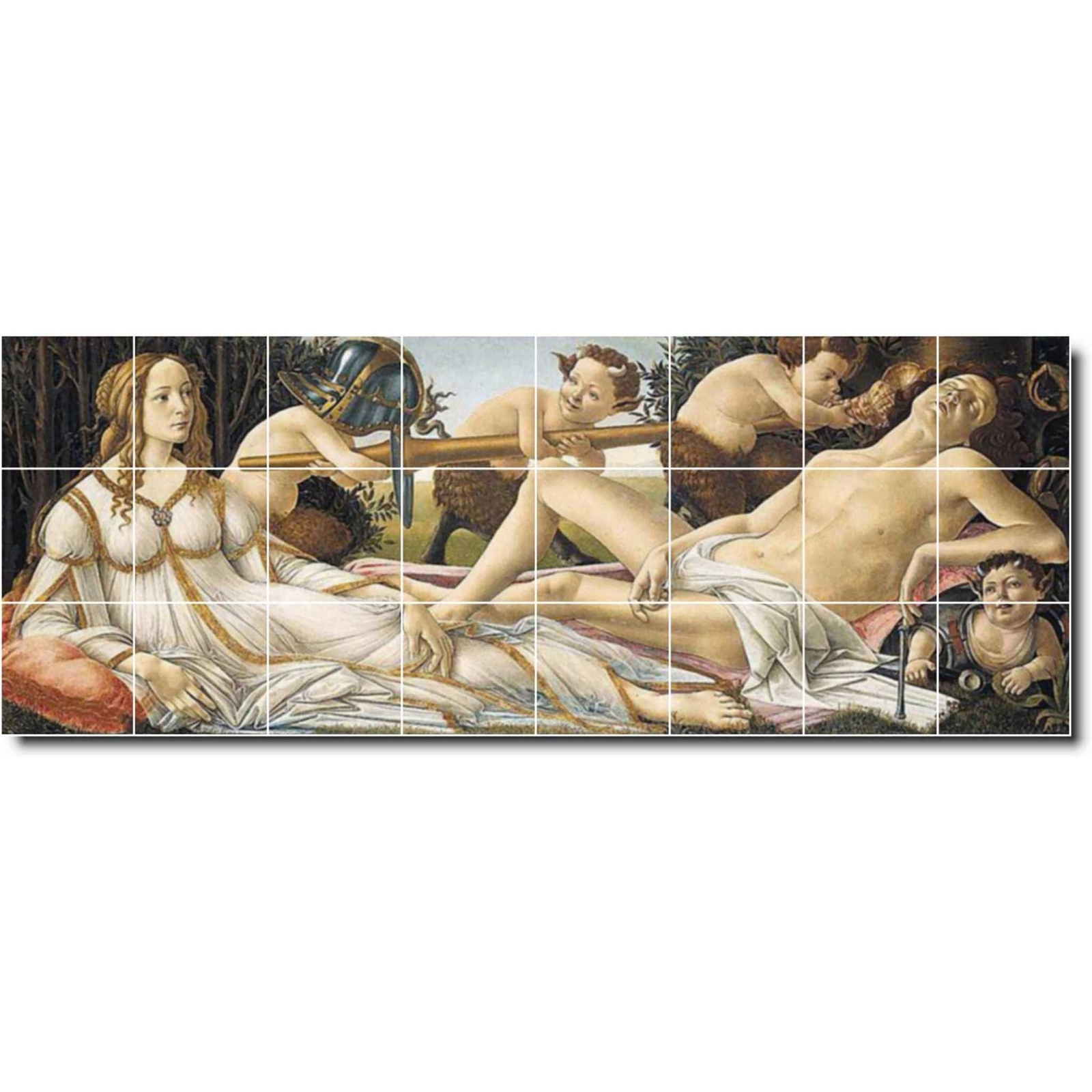 Sandro Botticelli Mythology Tile Mural PT00729. 96 x 36 (24) 12×12 tiles