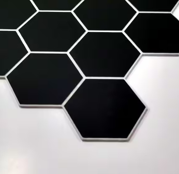 Hexagon 12 in. x 12.2 in. Black SPC Peel and Stick Backsplash Wall Tile (10 PK)