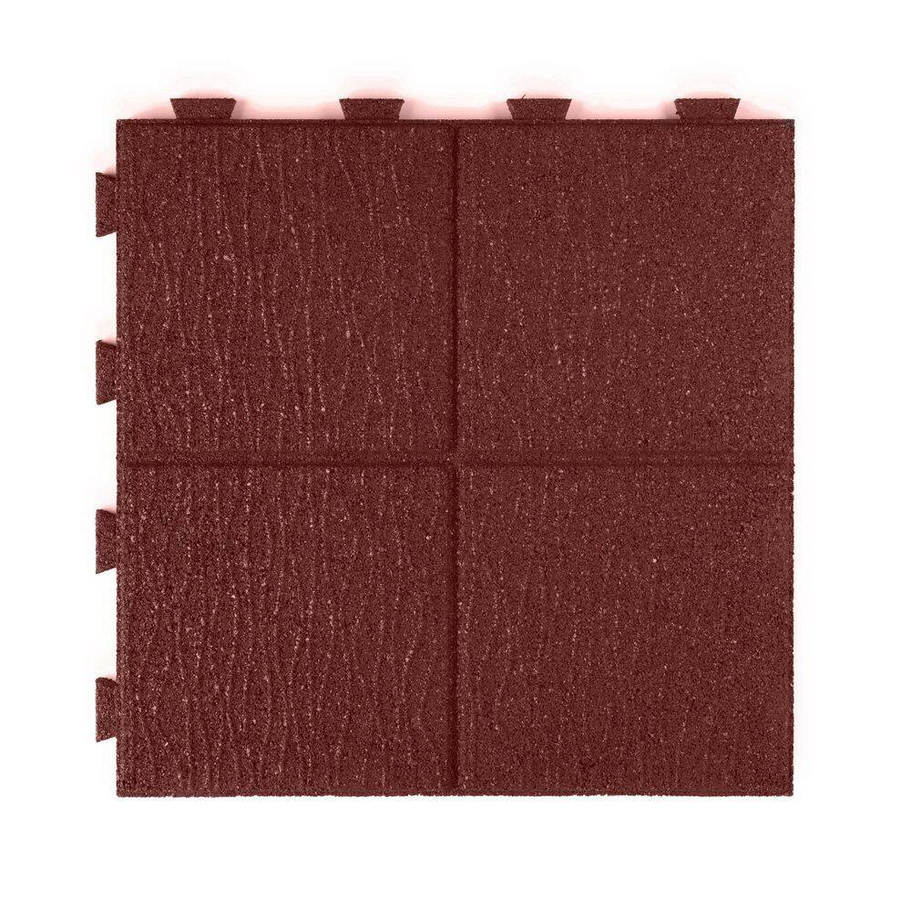 16 In. X 16 In. X 5/8 In. Red Cobblestone Smartloc Rubber Paver (9-Pack)