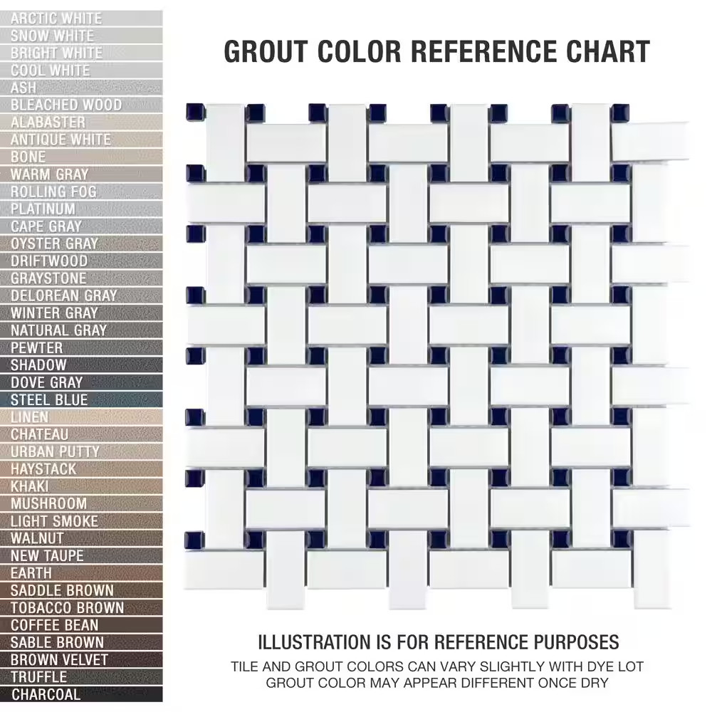 Metro Basketweave White with Glossy Cobalt Dot 11-3/4 In. X 11-3/4 In. Porcelain
