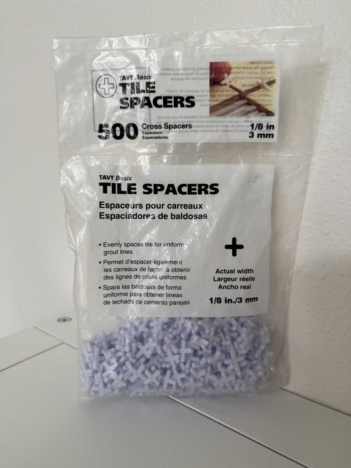 TAVY BASIX Tile Cross #5454 Spacers 1/8″ 3mm – 500 count NEW & SEALED!