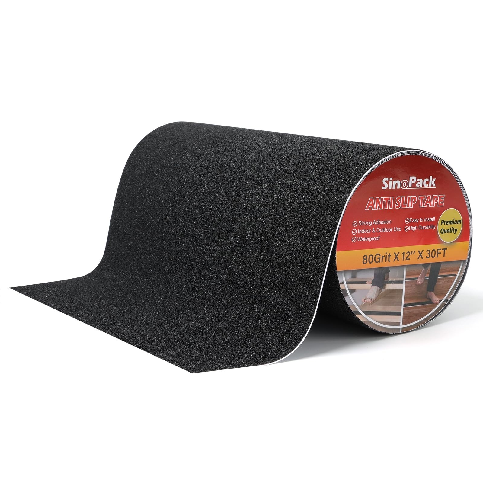 Anti Slip Tape Black – 12Inch x 30FT Non Skid Ramp for Outdoor, High Traction…