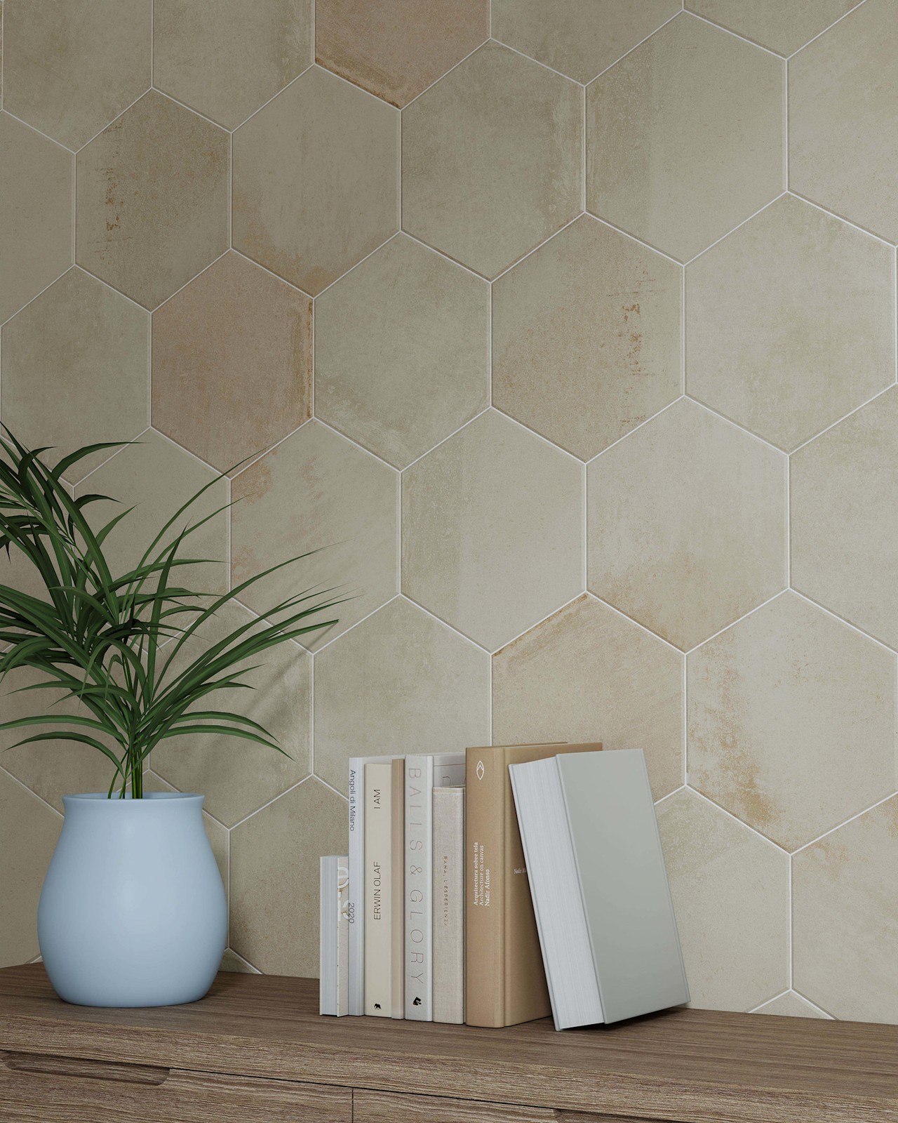 Cruz Bay Studio MKT61138 Arcadian – 9″ x 10″ Geometric Wall Tile – Ash Matte