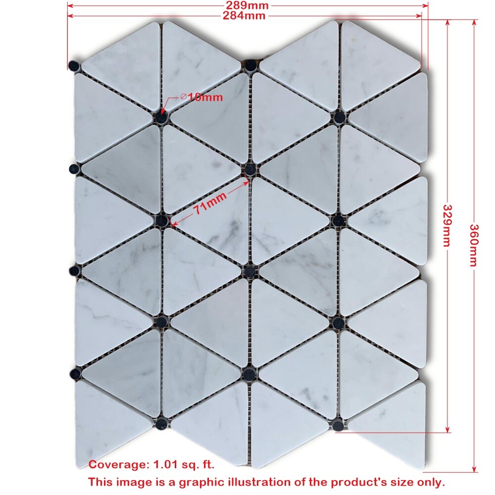 M854P Crema Marfil Marble Triangle Mosaic Tile Emperador Dark Dots Polished