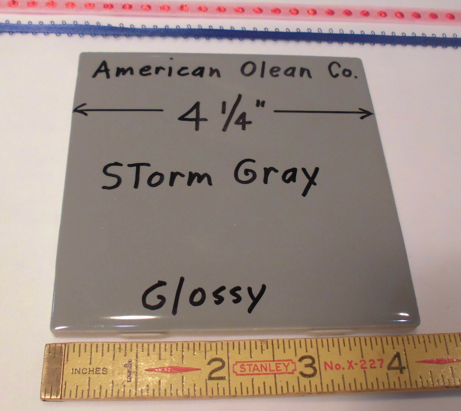 9 pcs. Glossy *Dark Storm Gray * 4-1/4″ Ceramic Tiles by American Olean Co. NEW