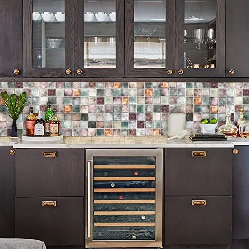 Antique 2” x 2” Glass Squared Tile Glazed Red Grey Grid Mosaic Multicolor