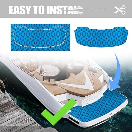 Boat Flooring – EVA Foam Boat Decking – 94″ x 15.7″ Blue With Black Lines