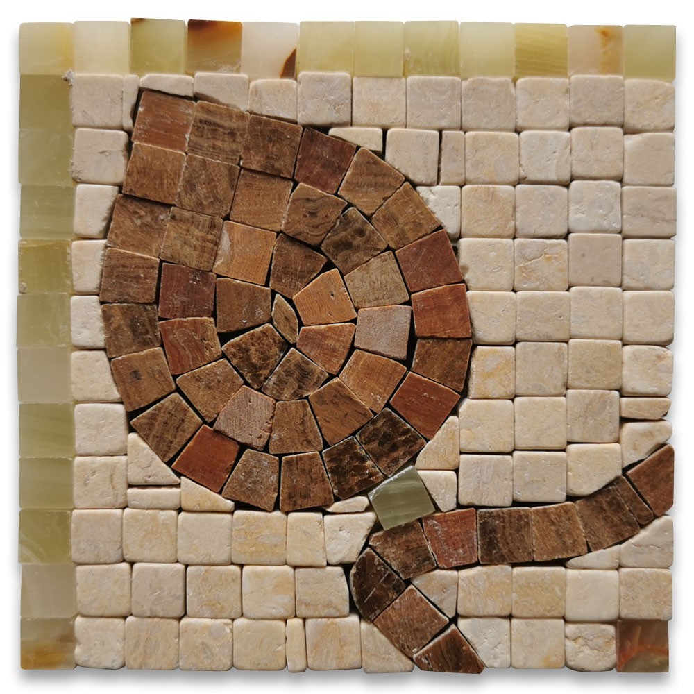 B0044CPT Marble Mosaic Border Accent Tile Bud Yellow Wooden 4.7×4.7 Polished