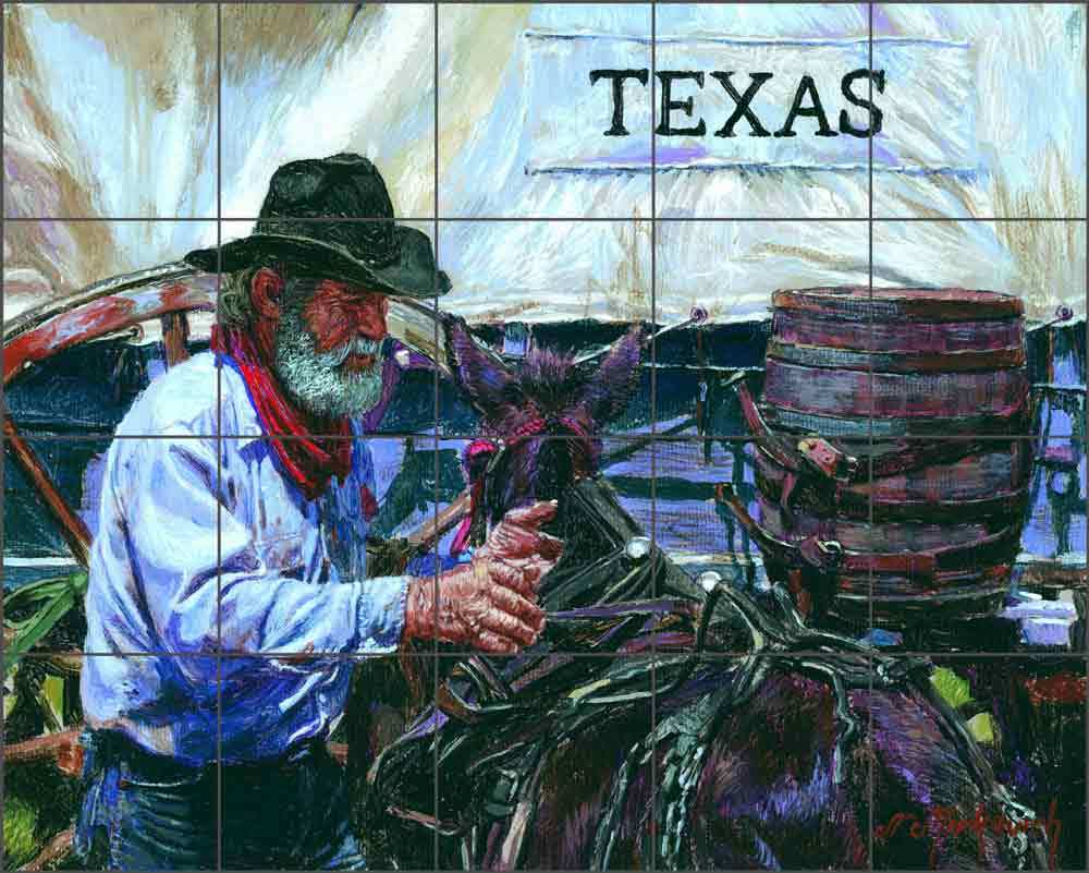 Western Tile Backsplash Mirkovich Cowboy Art Ceramic Mural NMA101