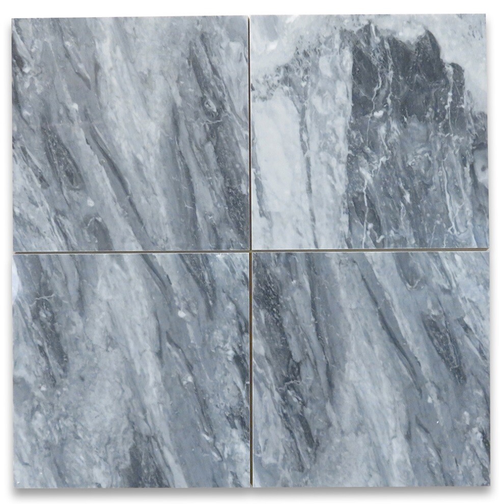 K45P Bardiglio Gray Dark Grey Marble 18×18 Tile Polished
