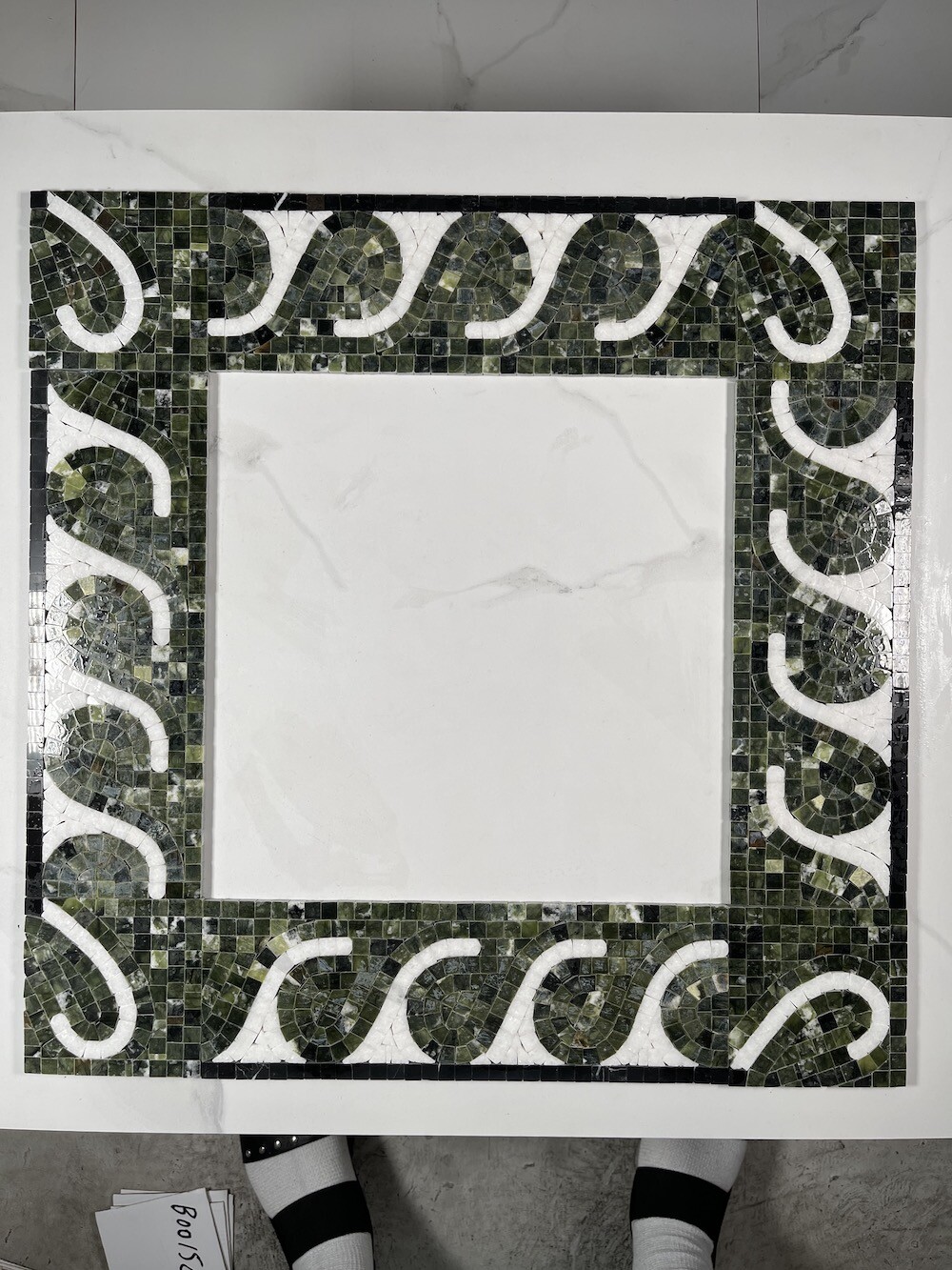 B0015P Marble Mosaic Border Accent Listello Tile Surf Green 4×12 Polished
