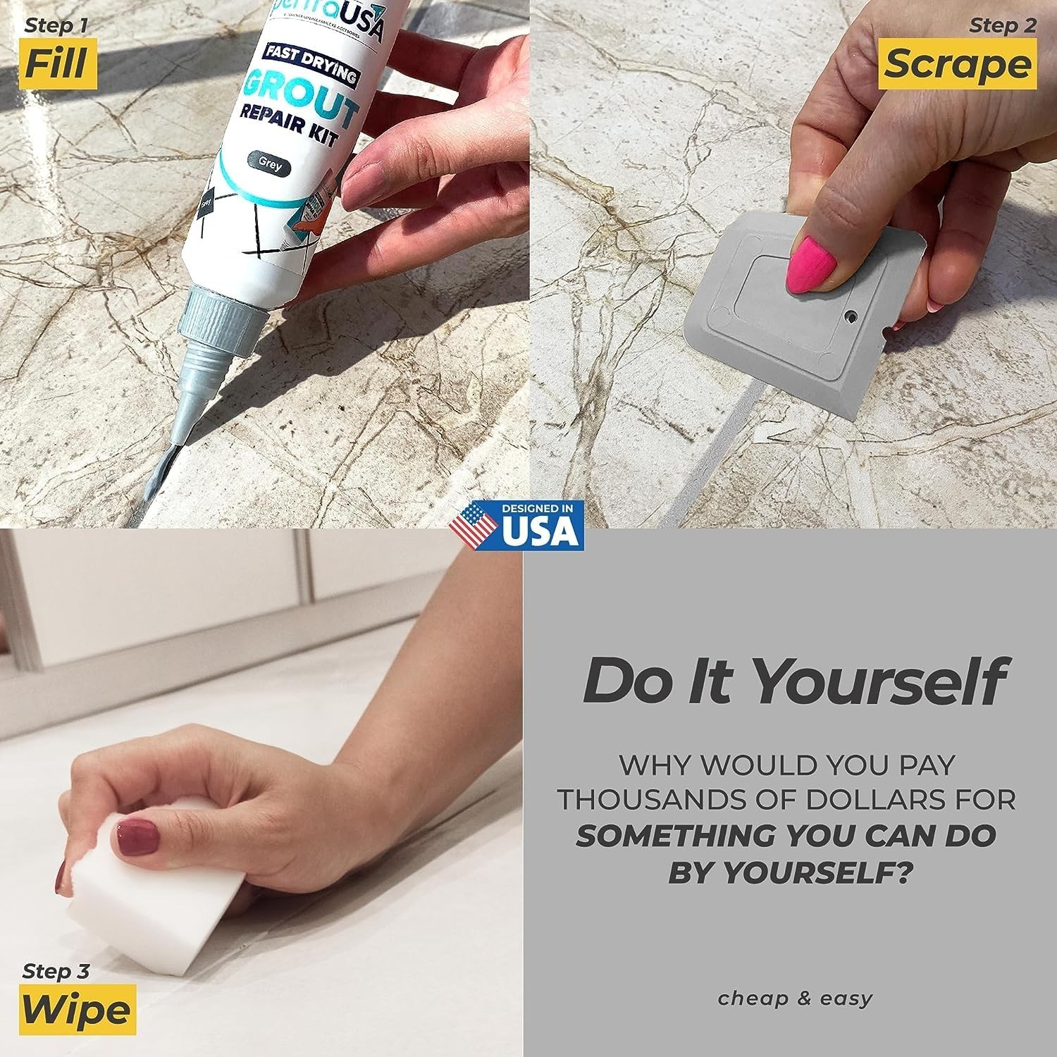 Tile Grout Repair Kit – Premixed Acrylic Sanded Grout for Bathroom,Shower&Kit…