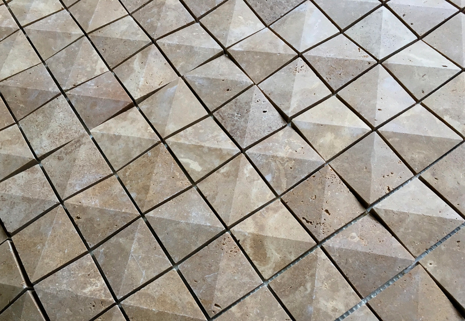 2×2 Walnut Dimensional Honed Travertine Mosaic Tile Backsplash Floor Wall Bath