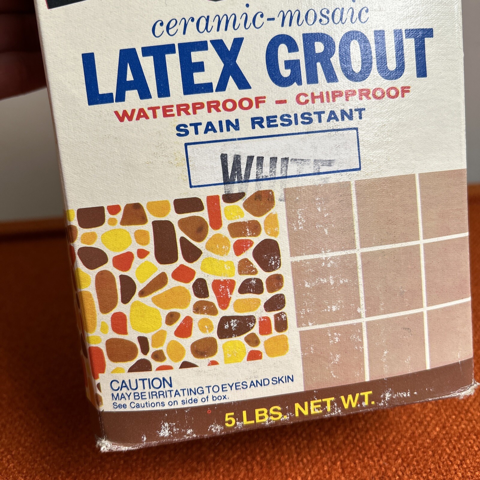 Vintage 1970s Packaging Tile Ceramic Latex Grout Original Box ‘White’ Movie Prop