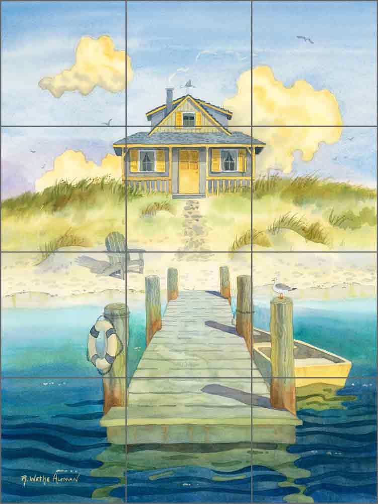 Dockside Art Tile Mural Altman Beach House Ceramic Backsplash RWA013