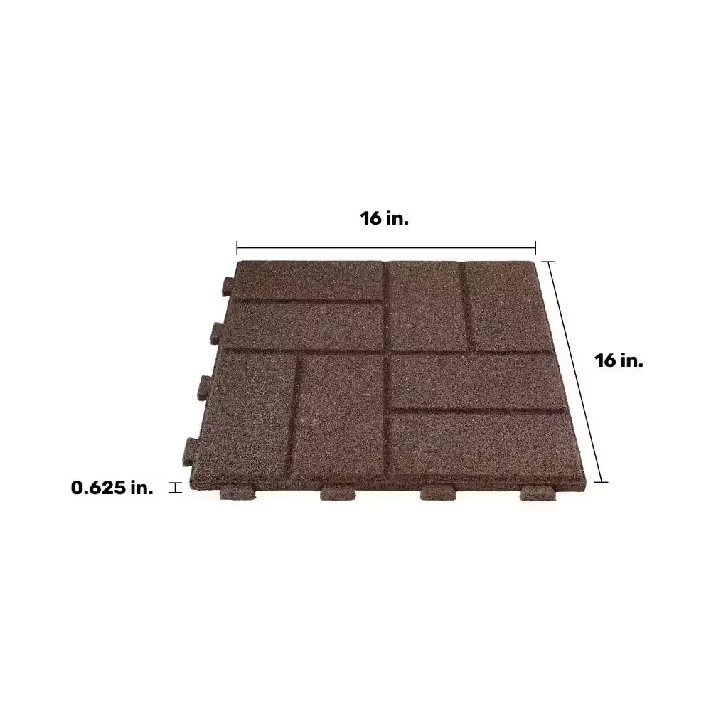 16 in x 16 in Brown SmartLoc Interlocking Rubber Paver 9-Pack DCPV16ILBN9