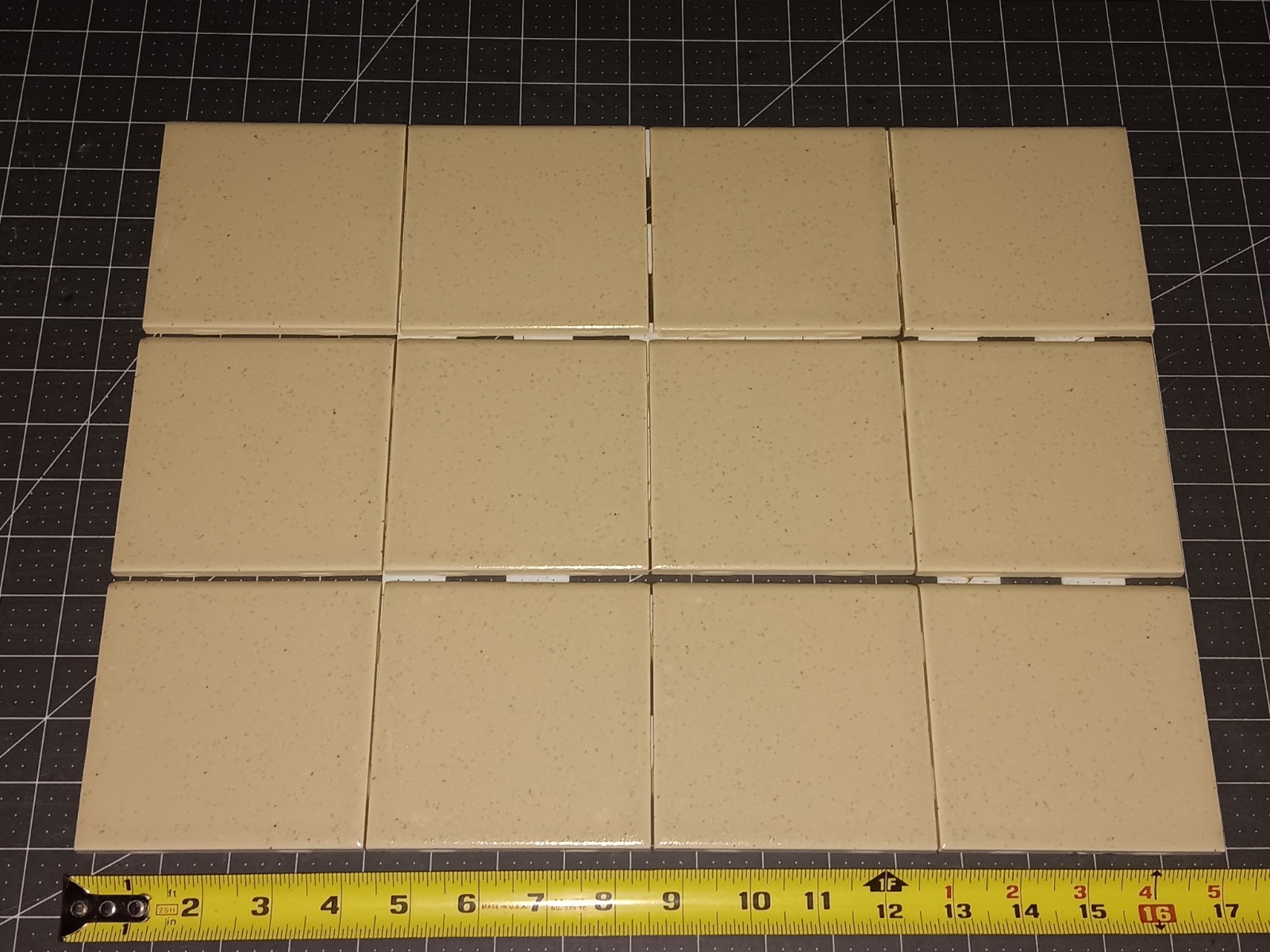 12 pc. American Olean Vintage Ceramic Tile OATMEAL BULLNOSE Bathroom Kitchen NOS
