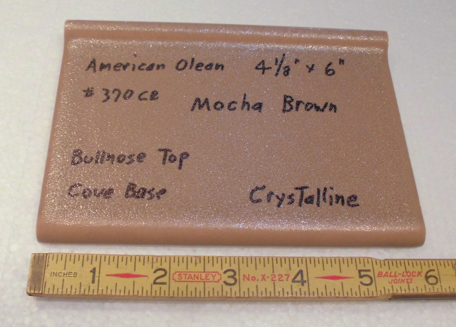 1 pc. Mocha Brown; base/cove Ceramic Tile; 4-1/8″ X 6″ by American Olean, New