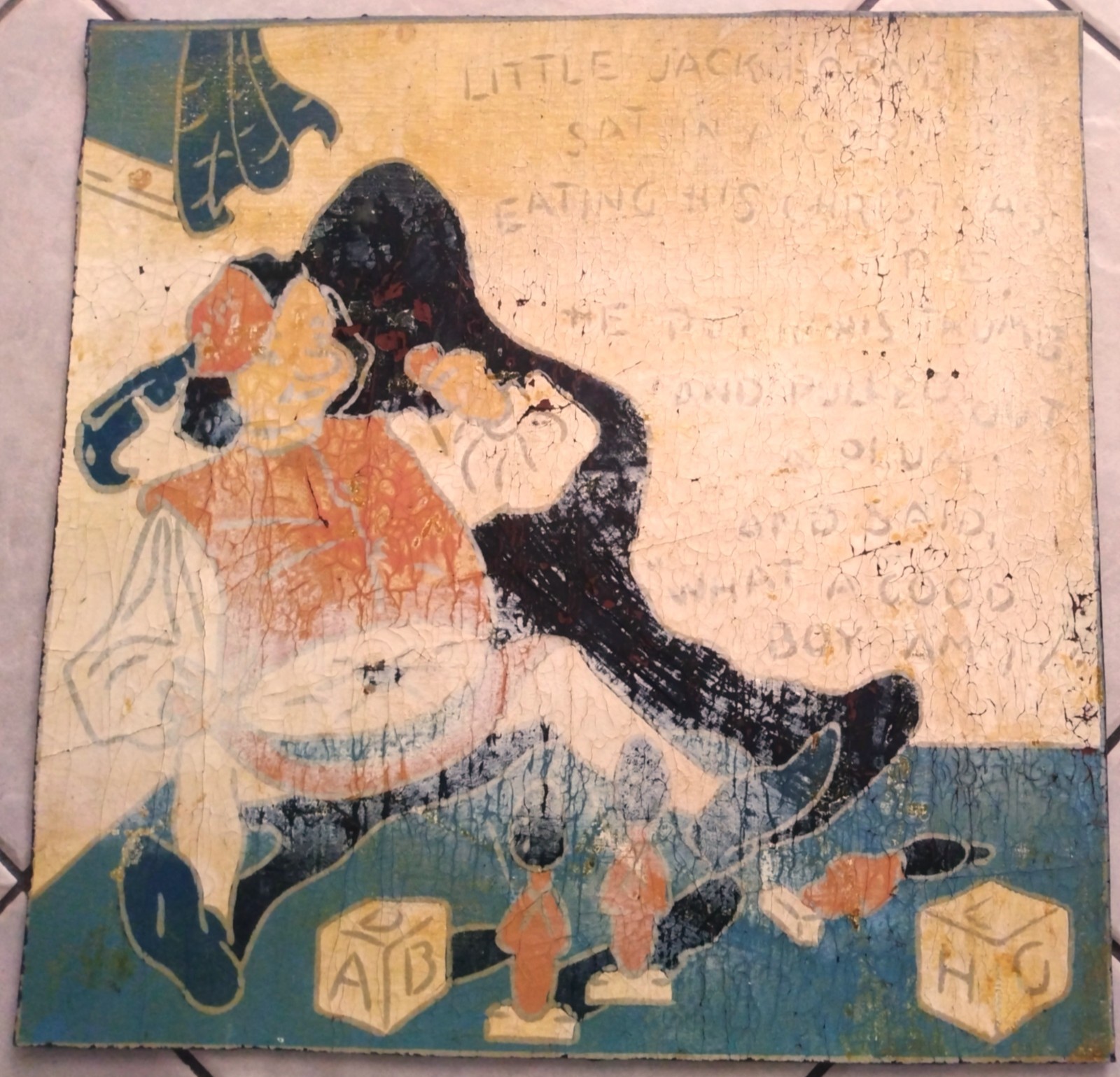 1930s Armstrong Linoleum Nursery Rhyme Floor Tiles (Choice of 5 Tiles Available)