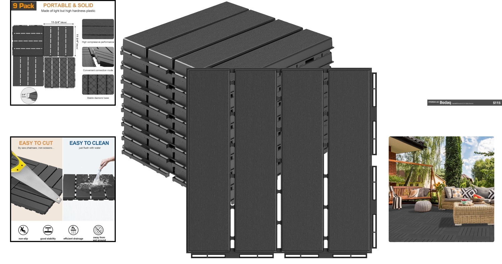 Weather-Resistant 12″ Plastic Interlocking Deck Tiles – Perfect for Backyards
