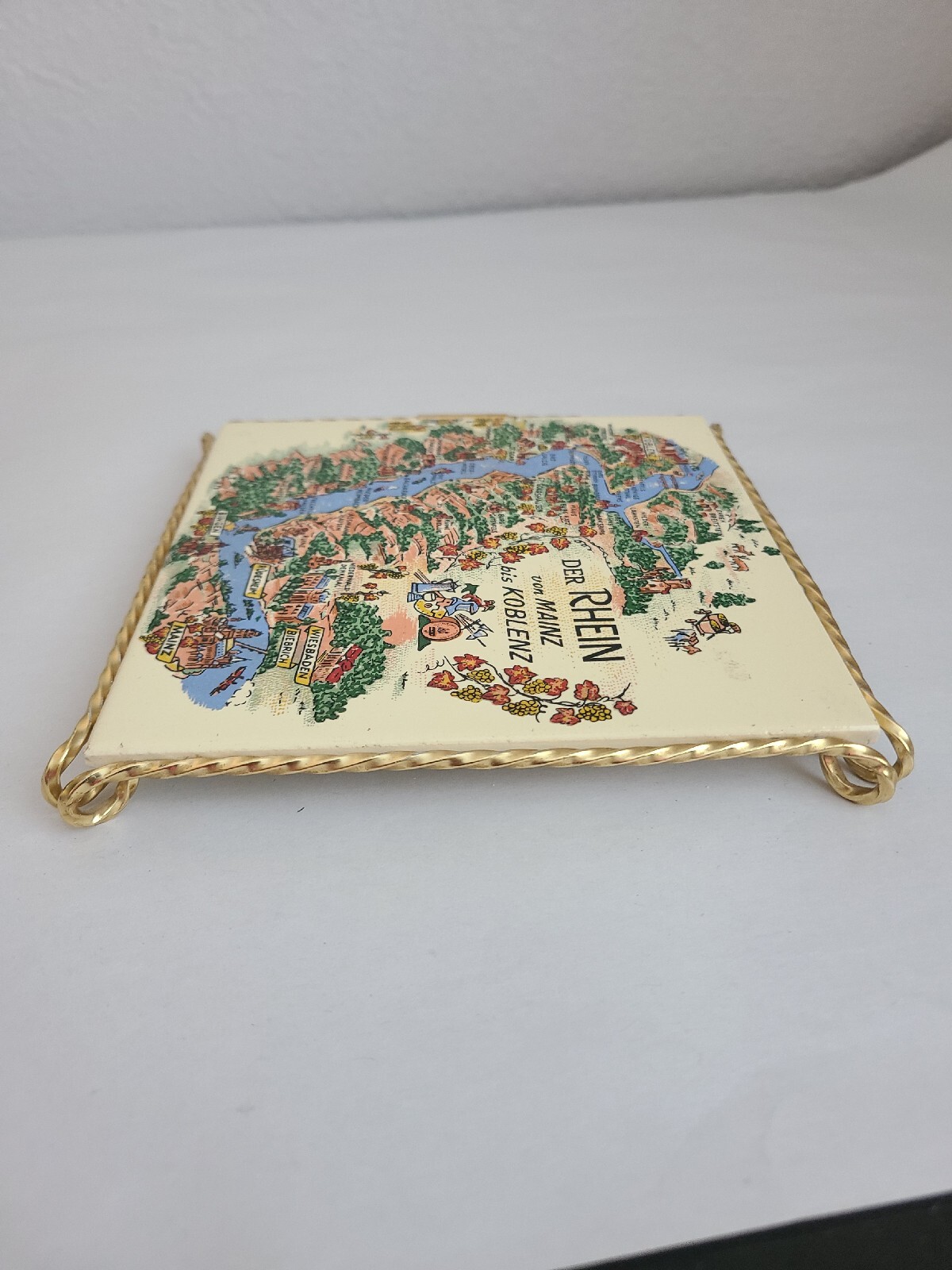 VTG Metal Framed Ceramic Tile “DER RHEIN von MAINZ bis KOBLENZ”