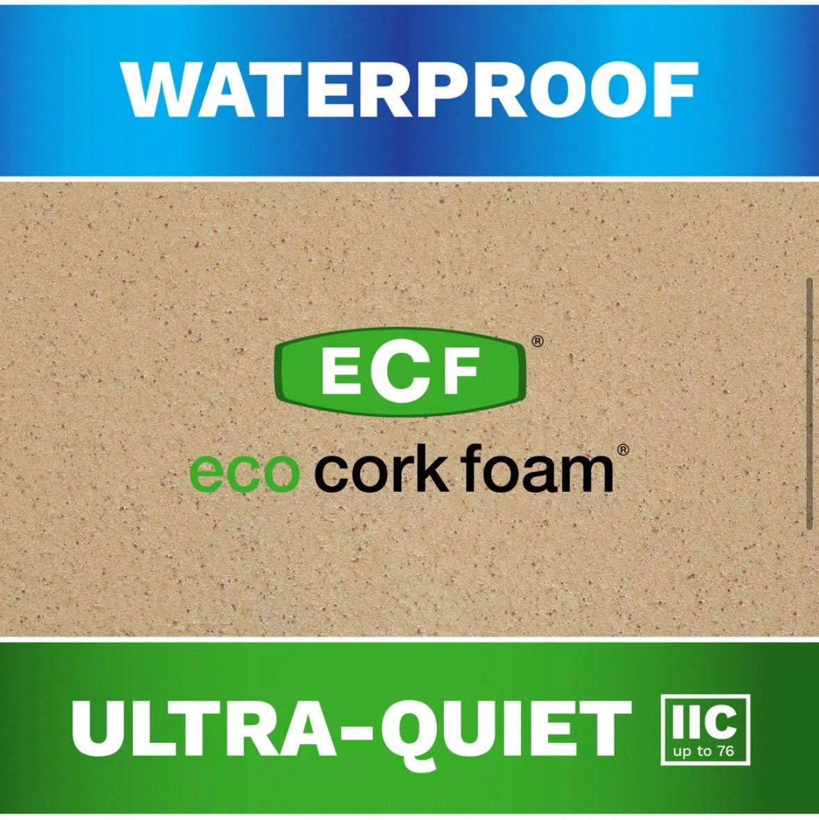 Eco Cork Foam Flooring Underlayment 75 sq ft Waterproof & Antimicrobial 3’ X 25’