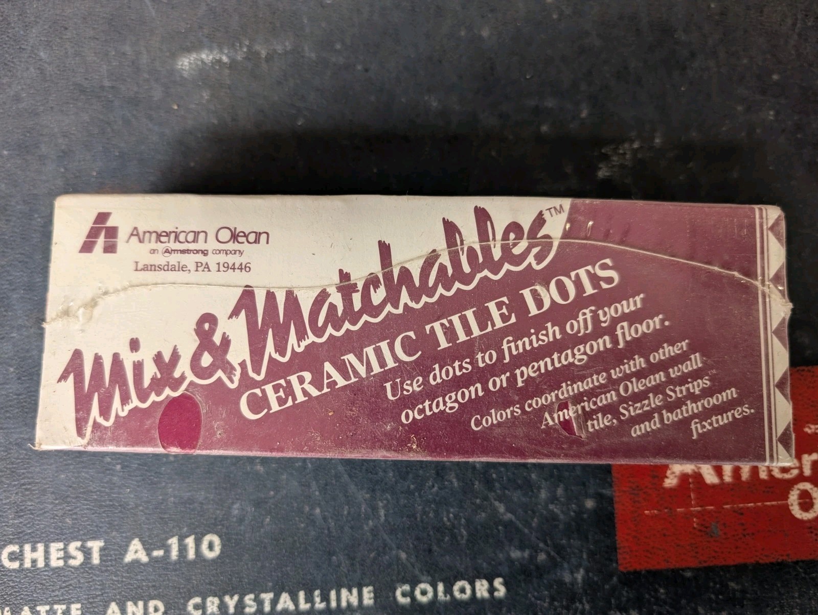 Vintage American Olean #101 Cherry Red 1-3/8″ ceramic tile Dot pack of 40 pieces