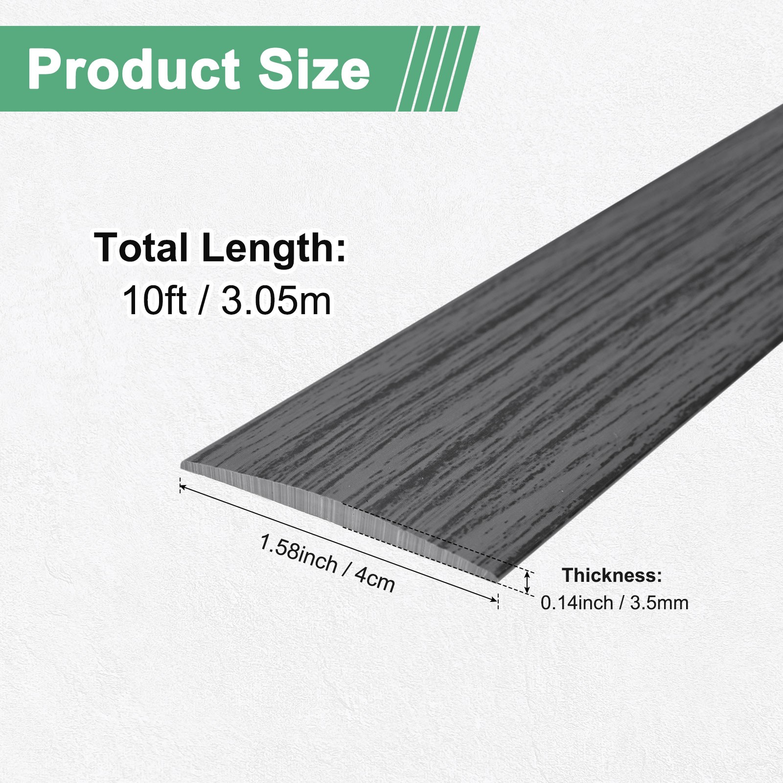 Transition Strip, 10FTx1.58Inch Floor Strip for Carpet [Dark Brown Wood Grain]