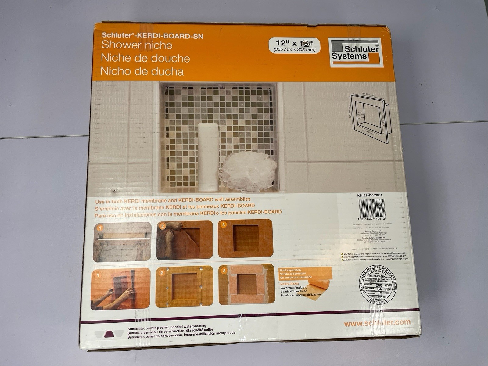 Schluter KERDI-BOARD-SN Shower Niche 12×12 Waterproof Tile Ready Open Box