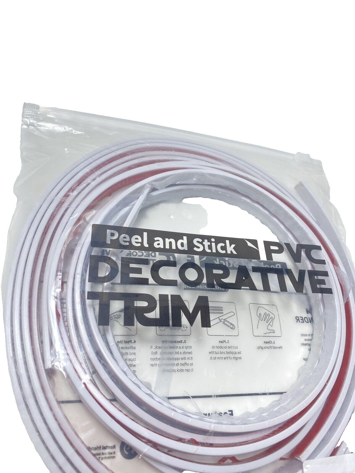 10ft White Peel & Stick PVC Decorative Trim Adhesive Molding Brand New, Home