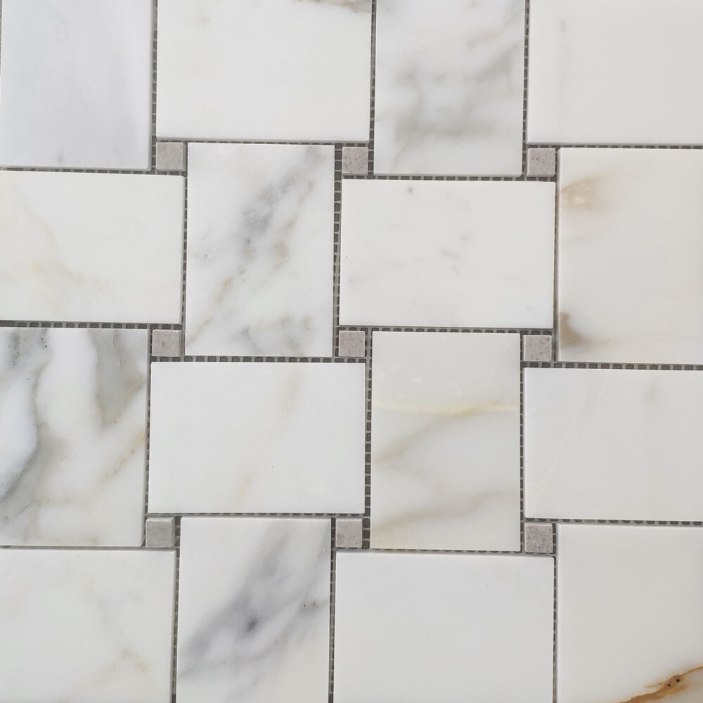 G663XP Calacatta Gold Marble Basketweave Mosaic Tile Cinderella Gray Polished