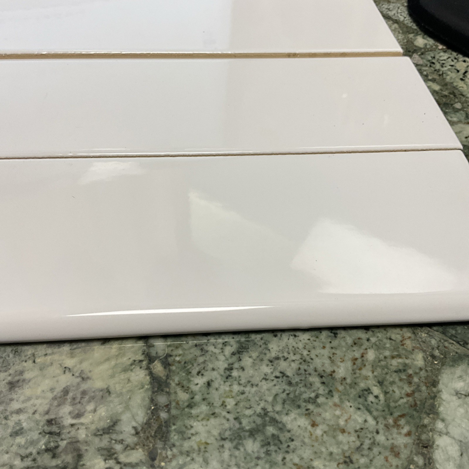 3 PCS of 3” X 10” White Gloss Bullnose Tile Trim By United States Ceramic Tile