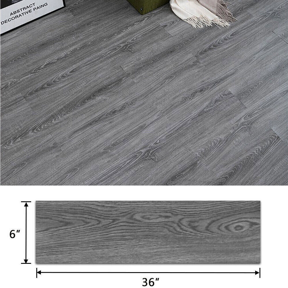 36PCS Gray 54 ft² Nonslip Floor Tiles Self-adhesive Vinyl PVC Flooring Planks