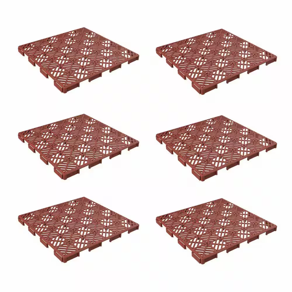 Terracotta 11.5 In. X 11.5 In. X 0.5 In. Polypropylene Flooring Tiles (12-Per Ca